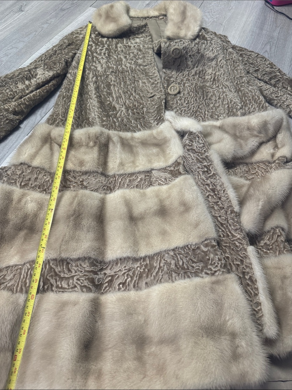 RARE! Vintage Real Mink Fur 2-Pc Persian Lamb Coat Matching Skirt Meisel-Pesky